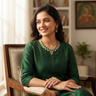 Bhavmayi Elegant Green Emerald CZ Necklace & Earring Set