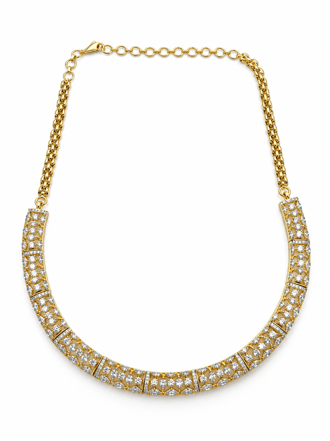 Elegant Gold-Plated CZ Necklace & Earrings Set for Women - bhavmayi