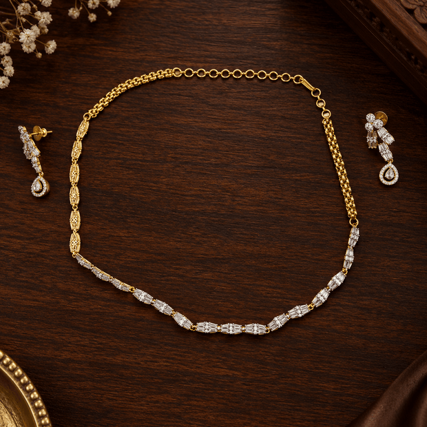 Elegant Gold-Plated CZ Necklace & Earrings Set for Women - bhavmayi