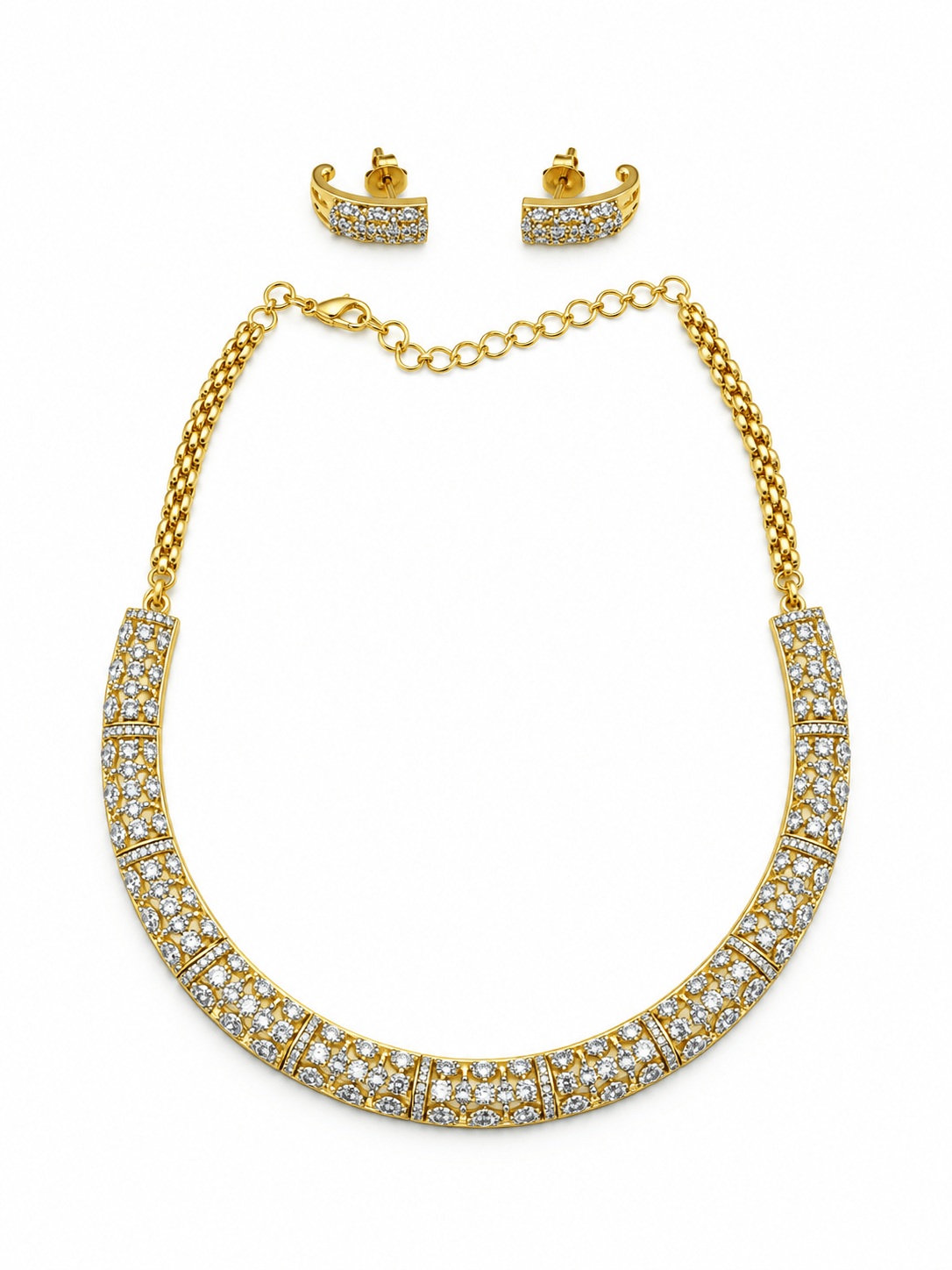 Elegant Gold-Plated CZ Necklace & Earrings Set for Women - bhavmayi
