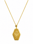 Elegant Gold-Tone Hexagon Pendant Necklace & Matching Earrings Set for Women - bhavmayi