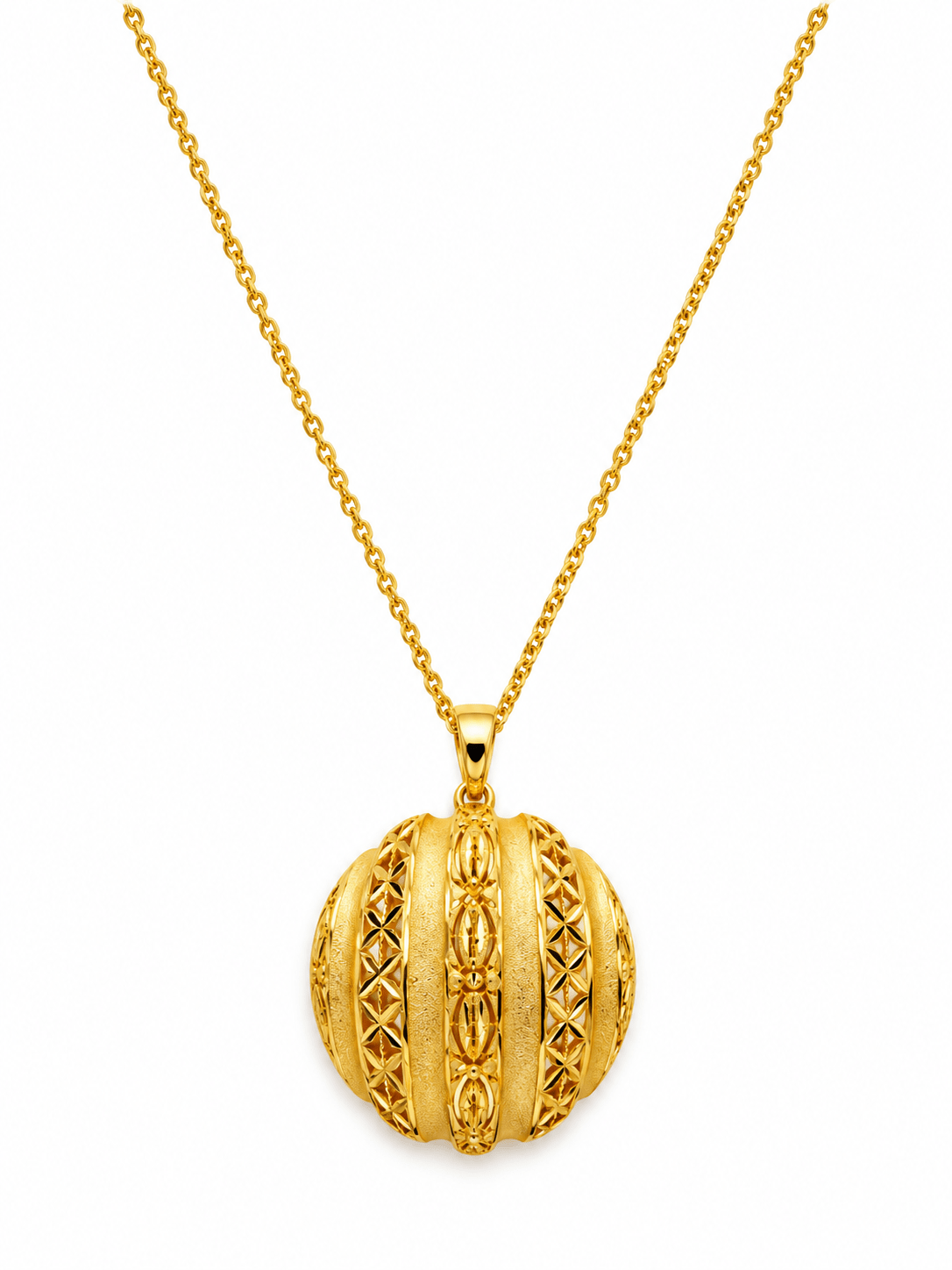 Elegant Gold-Tone Round Pendant Necklace & Matching Earrings Set for Women - bhavmayi