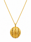 Elegant Gold-Tone Round Pendant Necklace & Matching Earrings Set for Women - bhavmayi