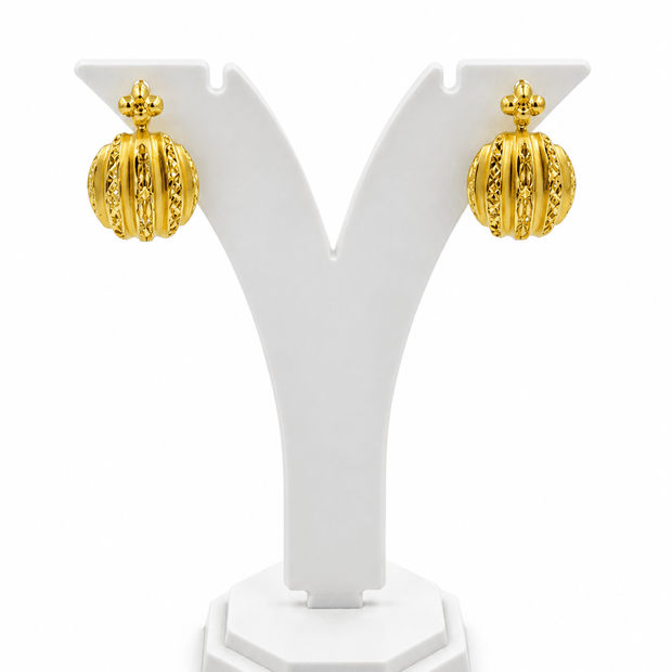Elegant Gold-Tone Round Pendant Necklace & Matching Earrings Set for Women - bhavmayi