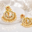 Bhavmayi Gold-Plated Multicolor Kundan Pearl Jhumka Earrings