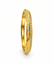 Gold-tone men's kada with panther motif and silver-tone stone detailing - bhavmayi