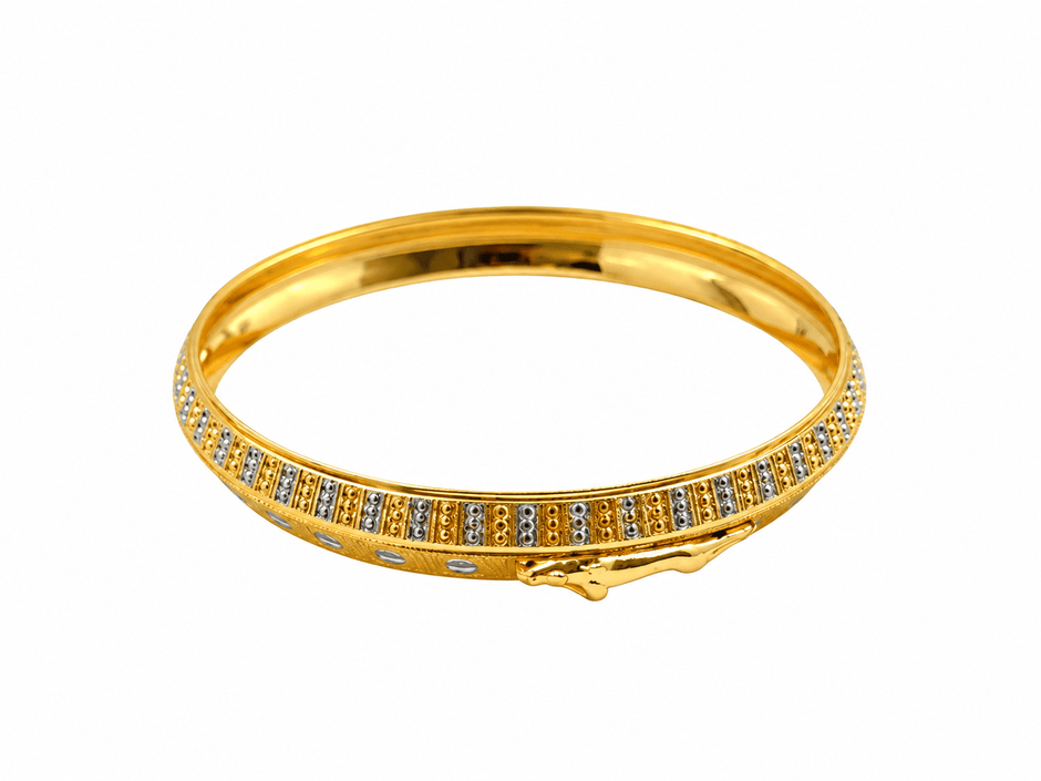 Gold-tone men's kada with panther motif and silver-tone stone detailing - bhavmayi