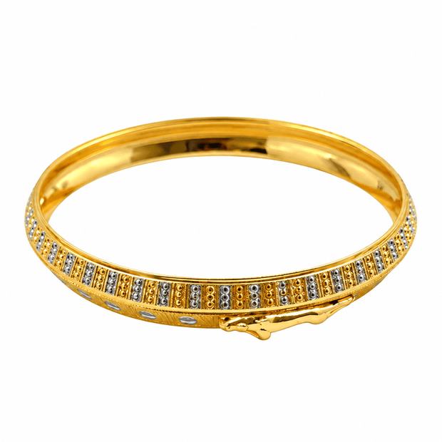 Gold-tone men's kada with panther motif and silver-tone stone detailing - bhavmayi