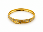 Gold-tone men's kada with panther motif and silver-tone stone detailing - bhavmayi