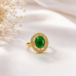 Green Emerald Gold-Plated Designer Ring - bhavmayi