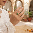 Green Emerald Gold-Plated Designer Ring - bhavmayi