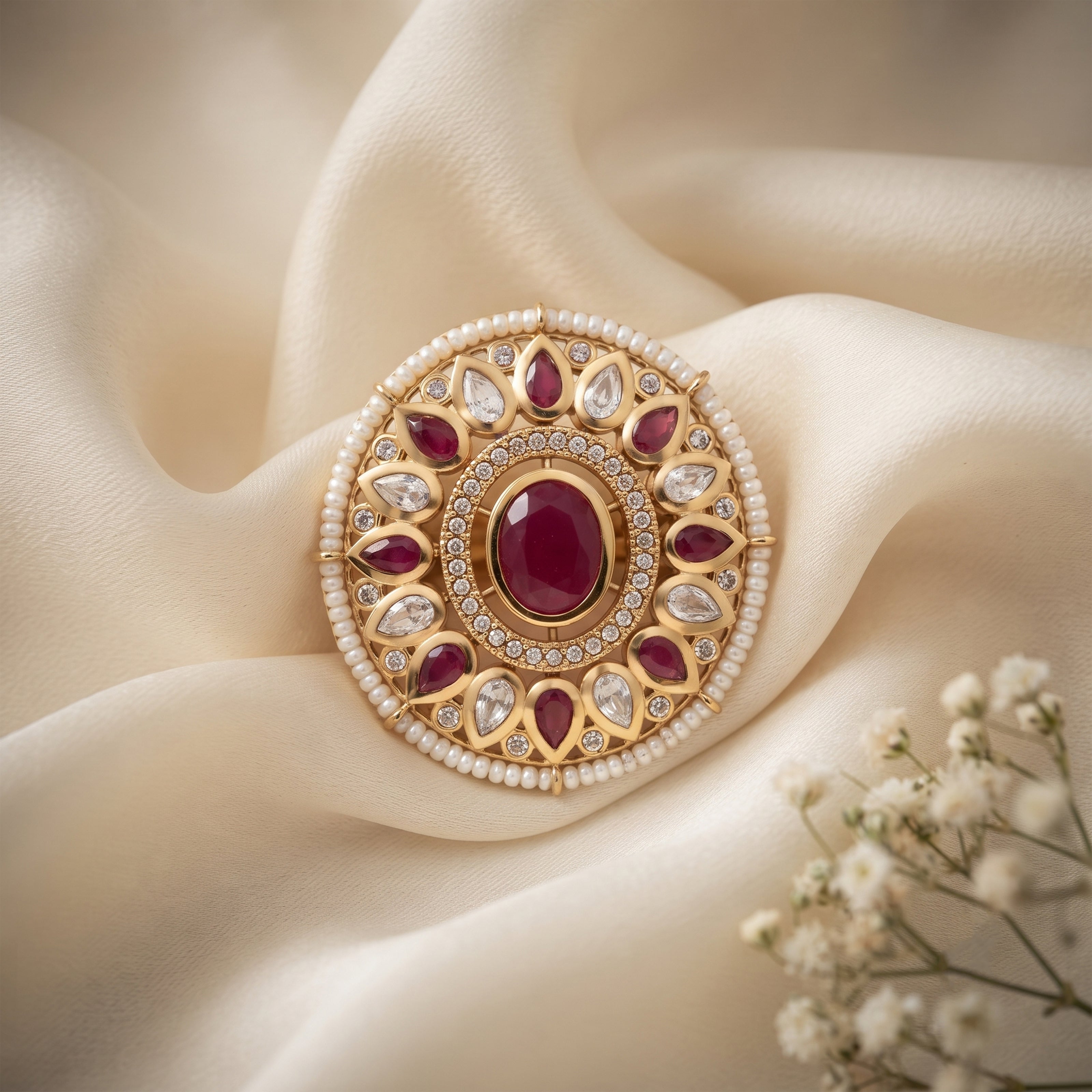 Floral Ruby Designer Ring