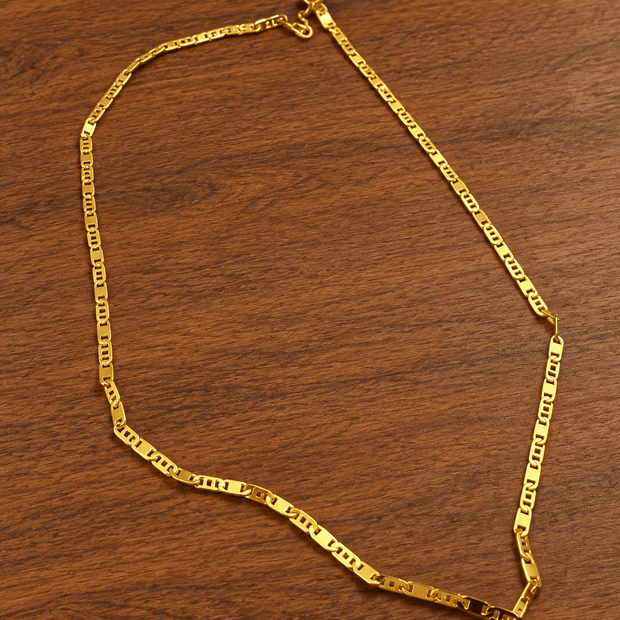 Men's gold chain with repeating geometric link design - bhavmayi