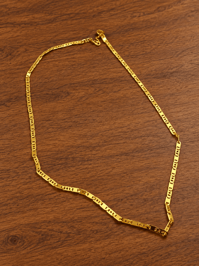 Men's gold chain with repeating geometric link design - bhavmayi