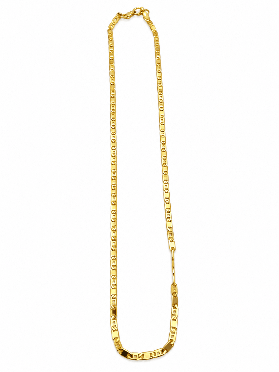 Men's gold chain with repeating geometric link design - bhavmayi